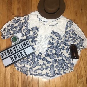 Free People Floral BoHo Blouse